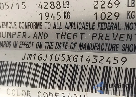 2016 Mazda Mazda6 I Sport from USA, damaged, VIN JM1GJ1U5XG1432459